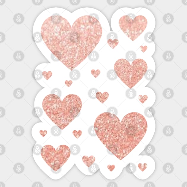 Light Rose Gold Faux Glitter Hearts Sticker by Felicity-K